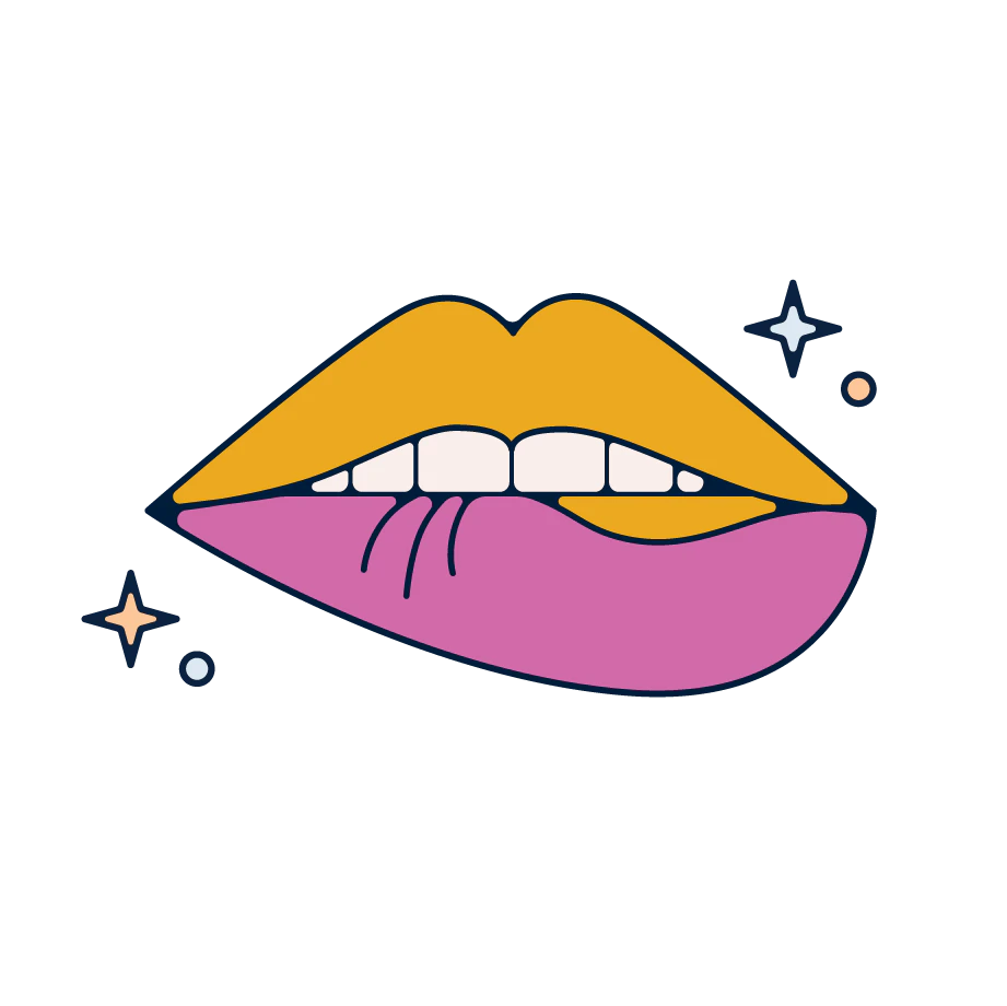 Human lips indicating some form of satisfaction.