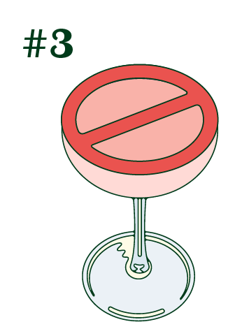 A champaign cup with a general prohibition sign on top of it.