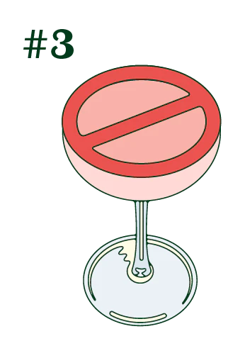 A champaign cup with a general prohibition sign on top of it.
