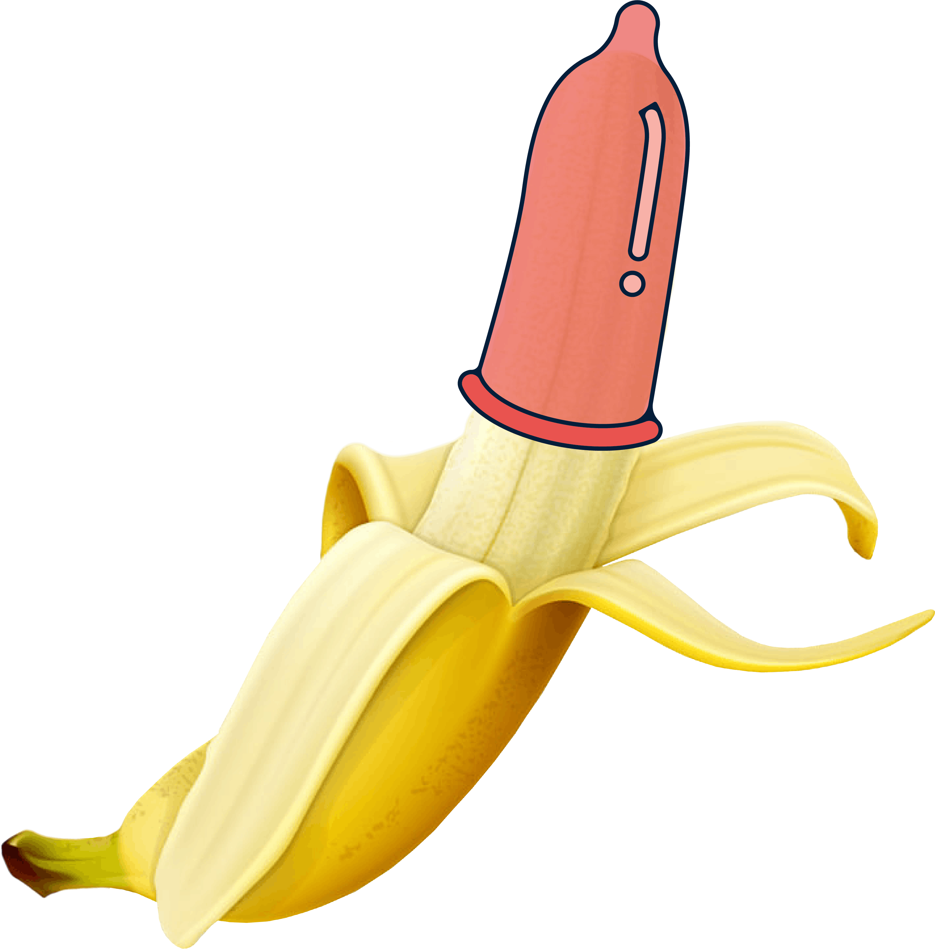 A banana covered by a condom, contraception, sex education, birth control 