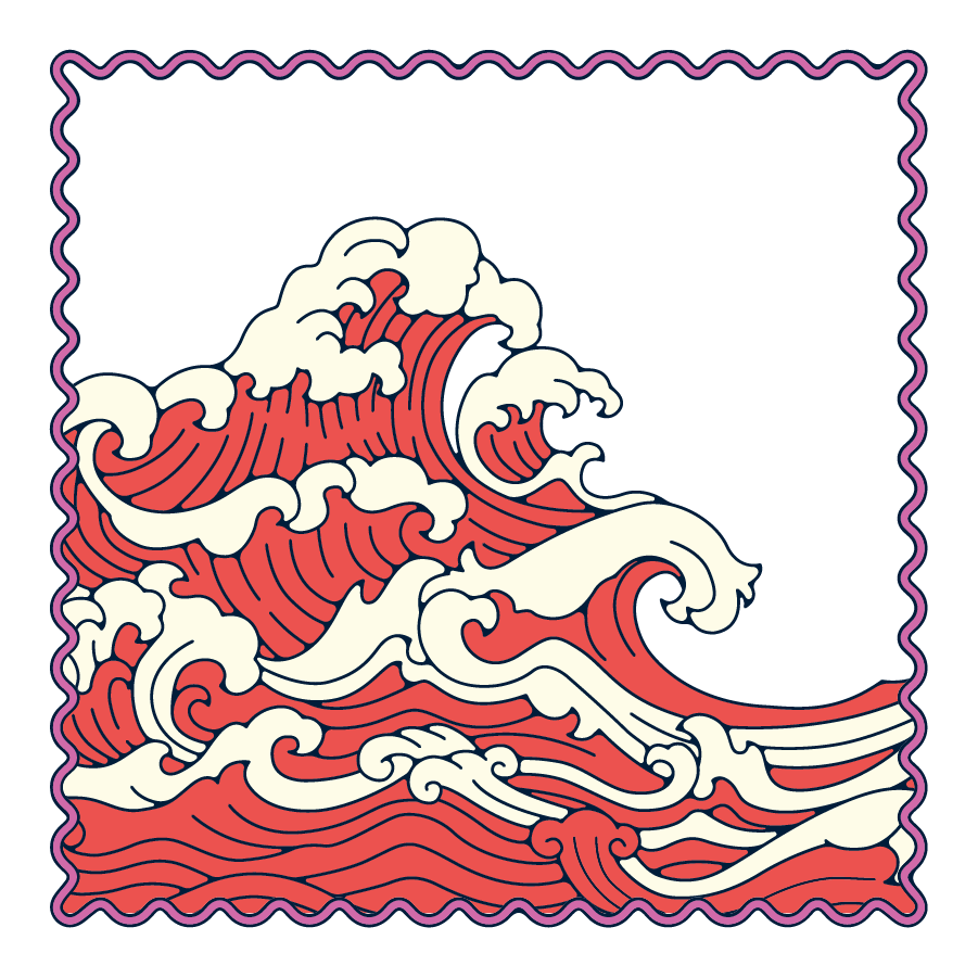 Menstrual Waves in the style of Hokusai