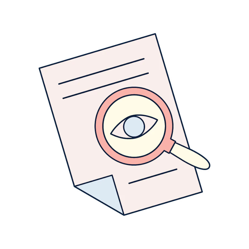 illustration of document and magnifier