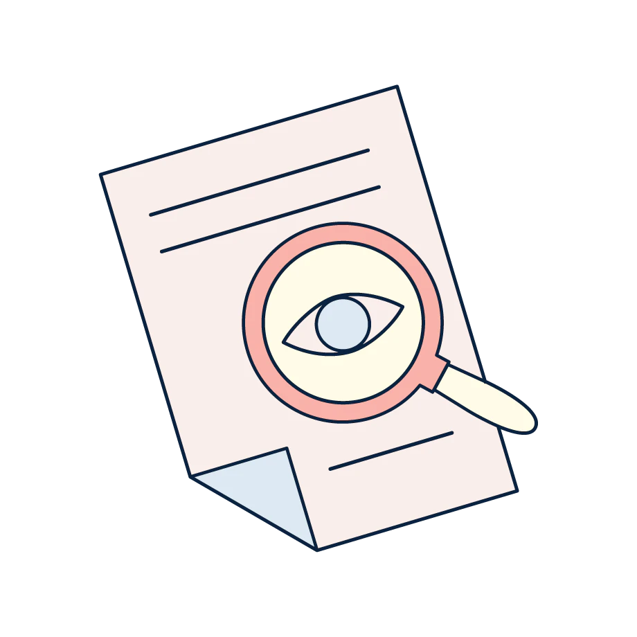 illustration of document and magnifier