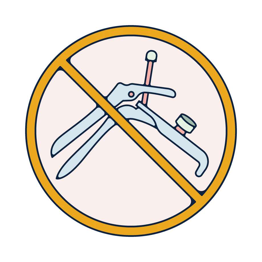 Speculum with a prohibition sign.