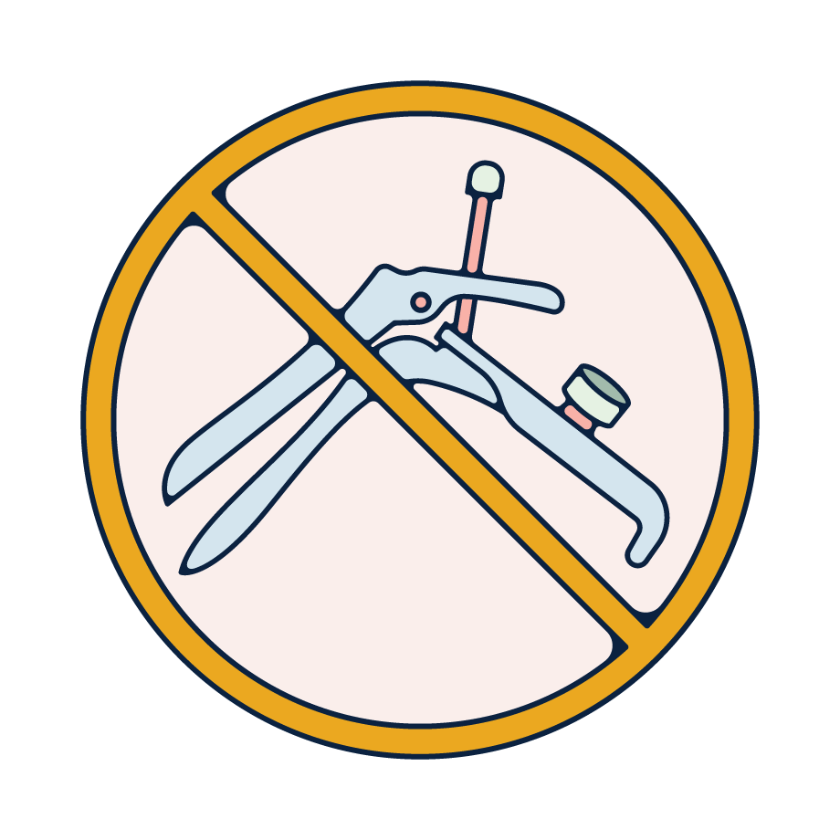 Speculum with a prohibition sign.