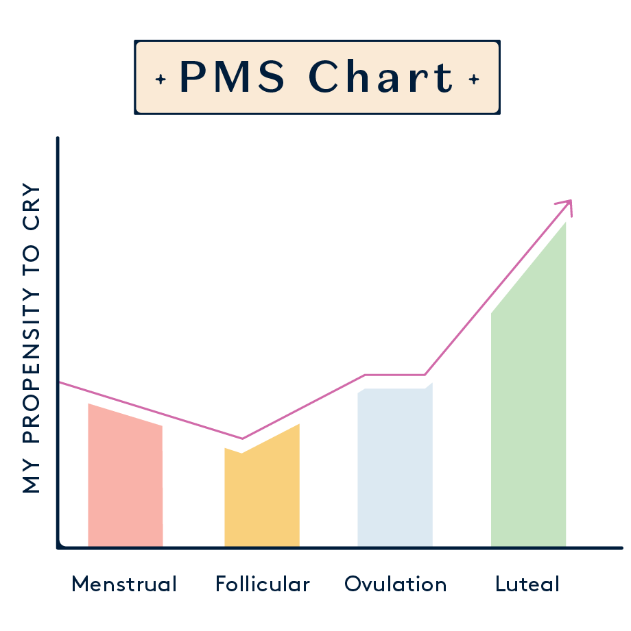 A chart showing the different phases of the menstrual cycle.