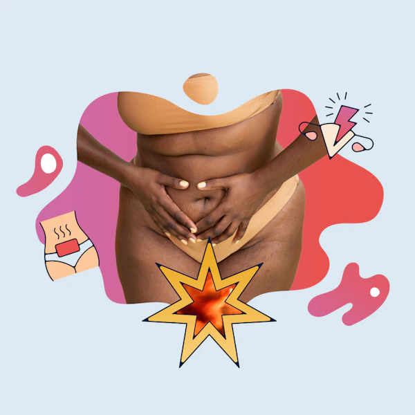 A person experiencing a period cramp.