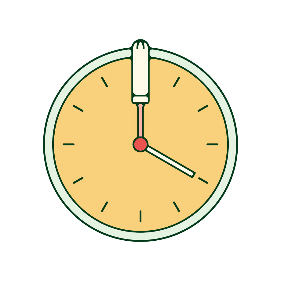 A clock with tampons instead of arms.