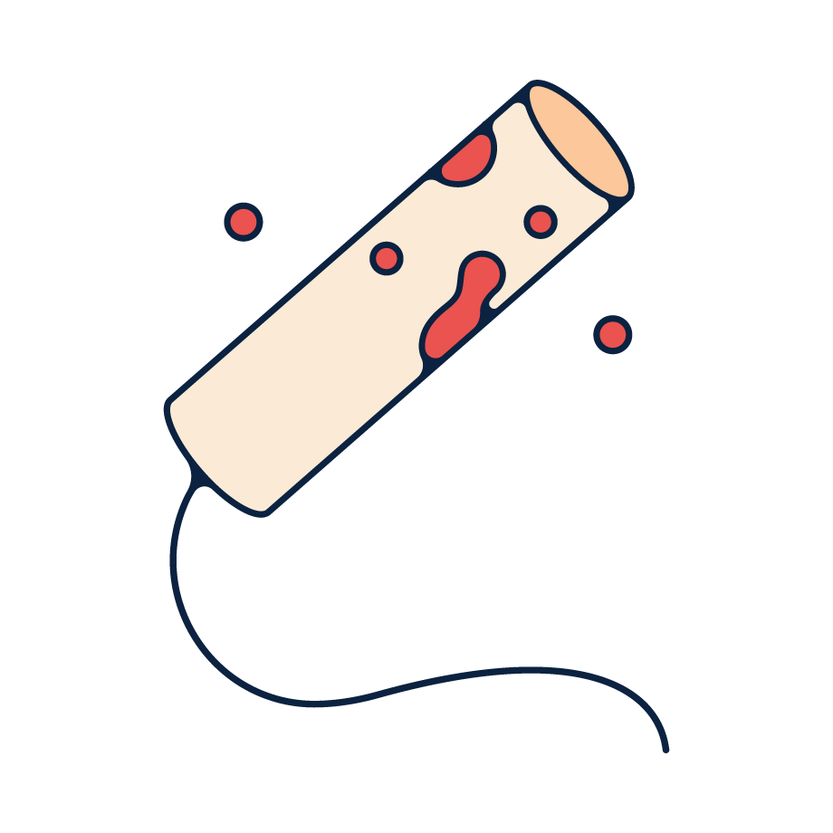 А tampon with blood on it.