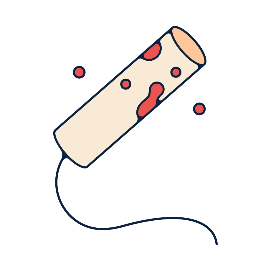 А tampon with blood on it.