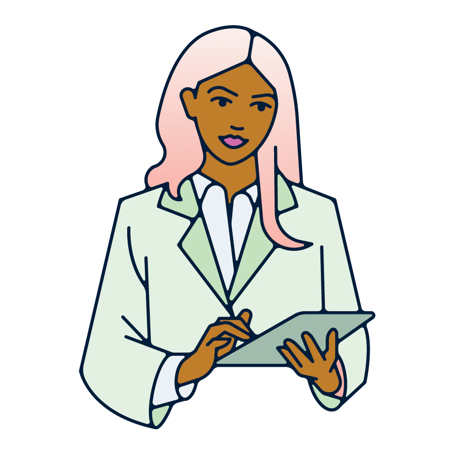 Sexual health nurse looking at the medical record of a patient.