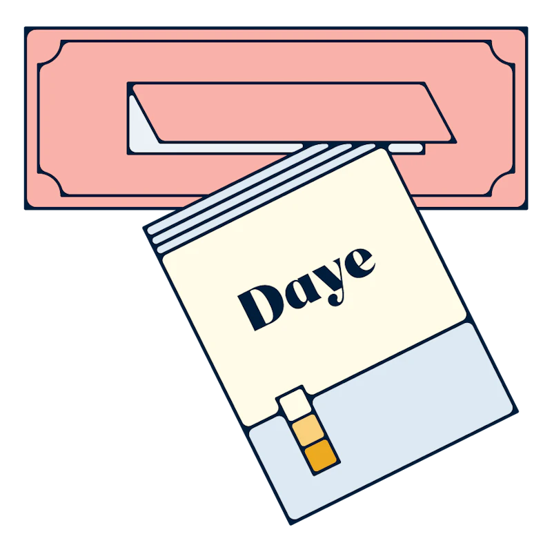 The Daye Diagnostic Tampon Kit fitting through a letterbox.