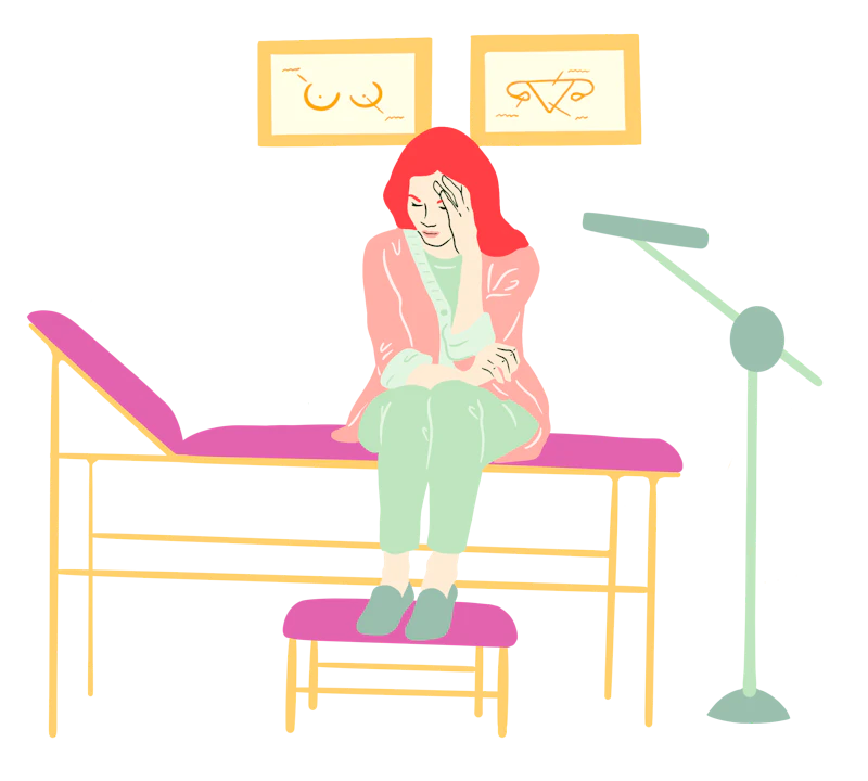 period-problems-woman-gp-office