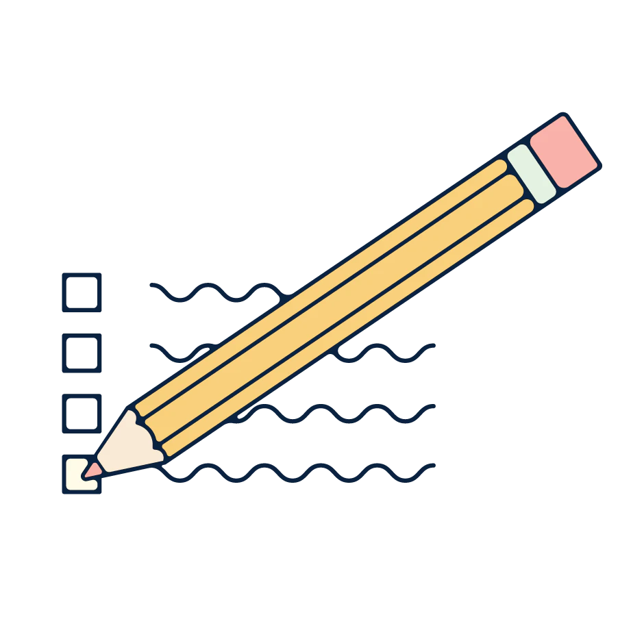 A check list with a pencil.