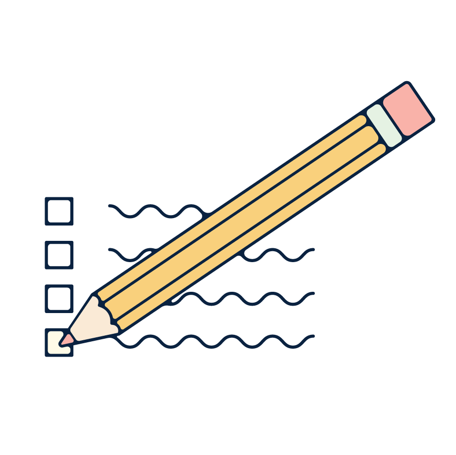 A check list with a pencil.
