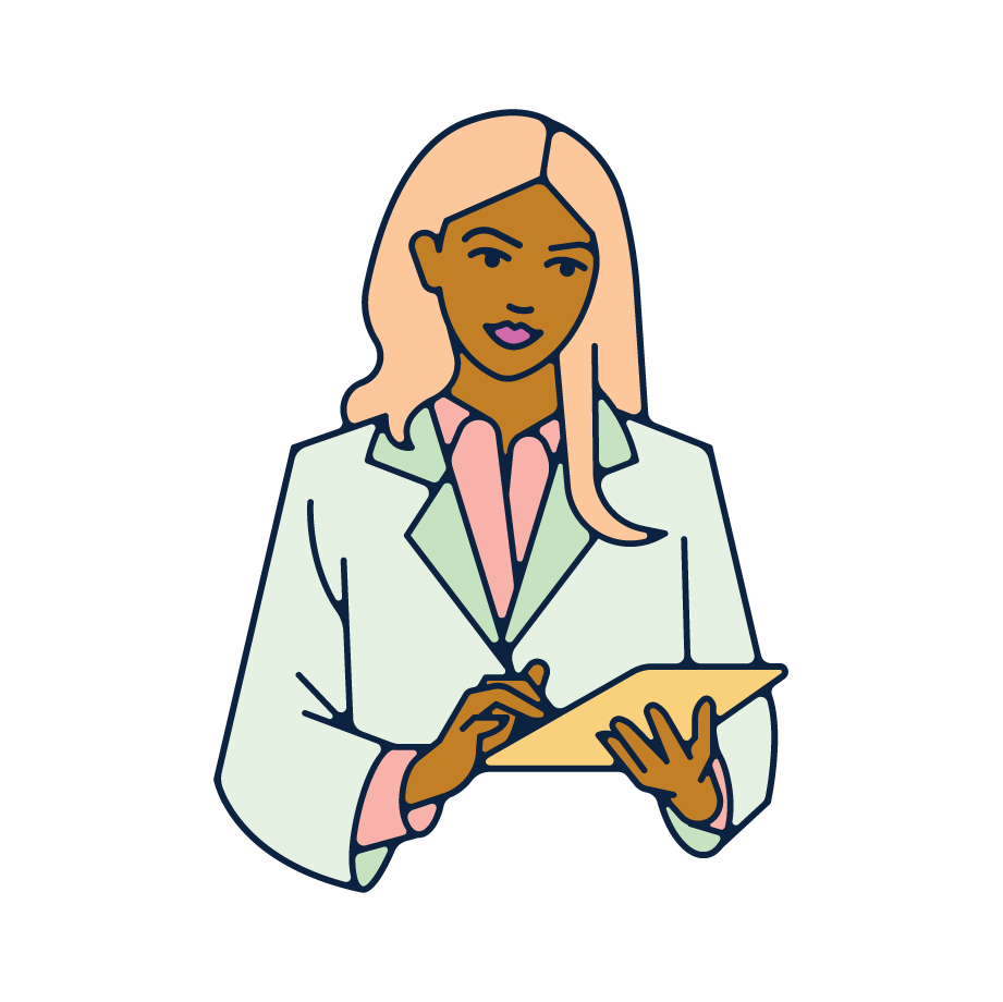 A healthcare professional reading a medical chart.