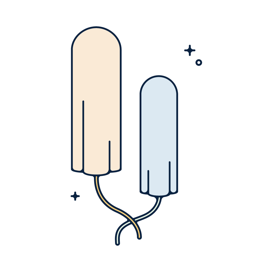Two different sized tampons next to each other.