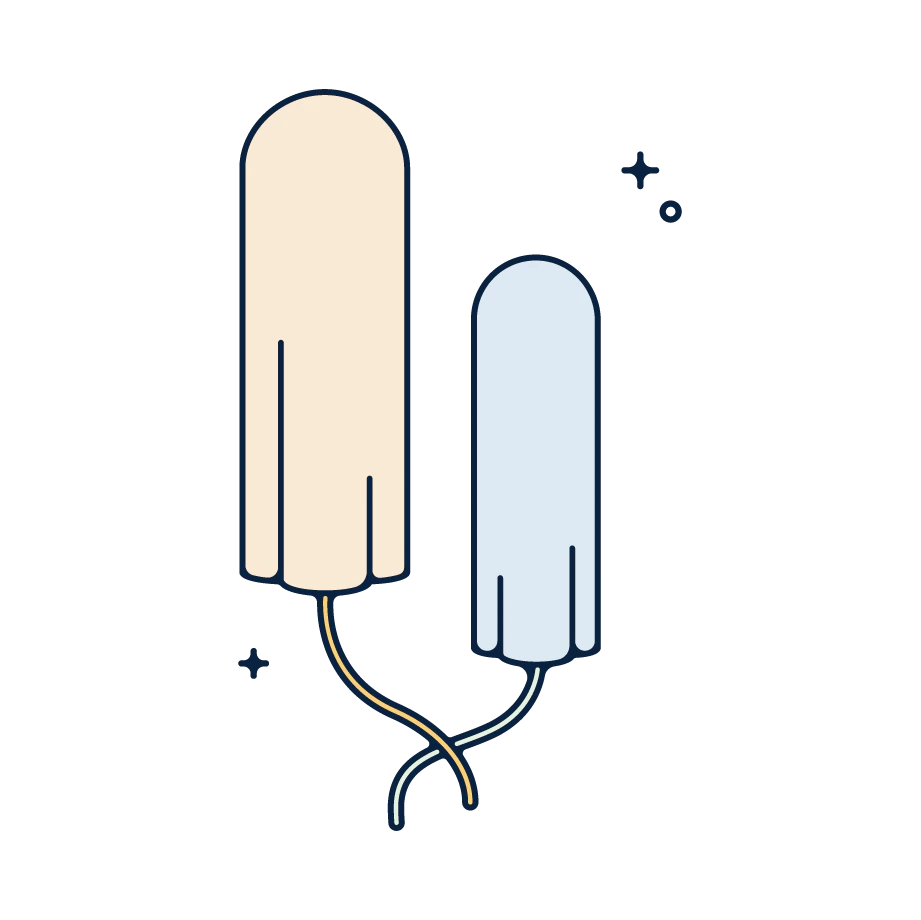 Two different sized tampons next to each other.