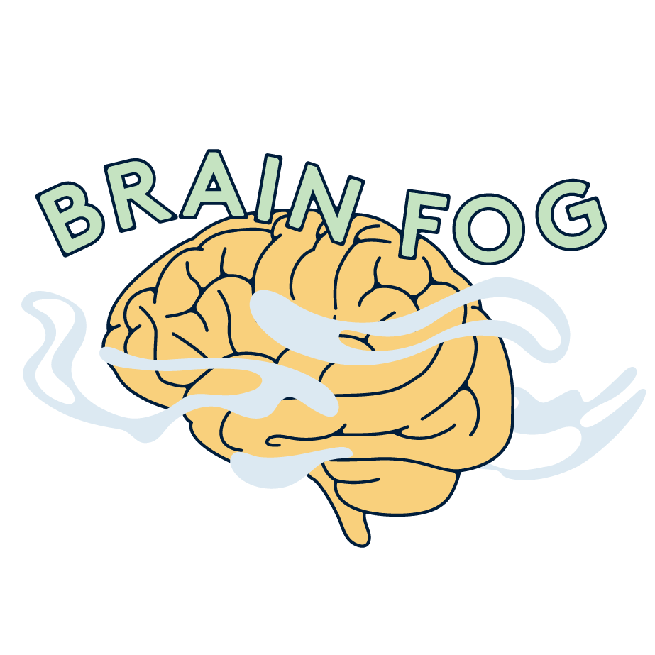 A brain surrounded by fog.