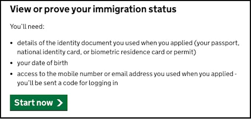 View or prove your immigration status