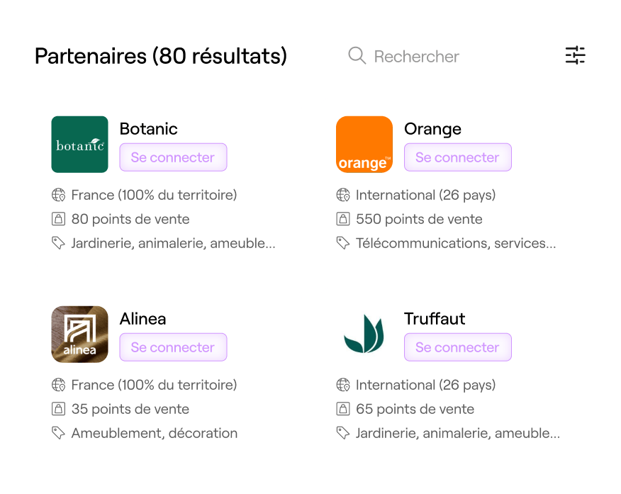 Sélection des enseignes partenaires