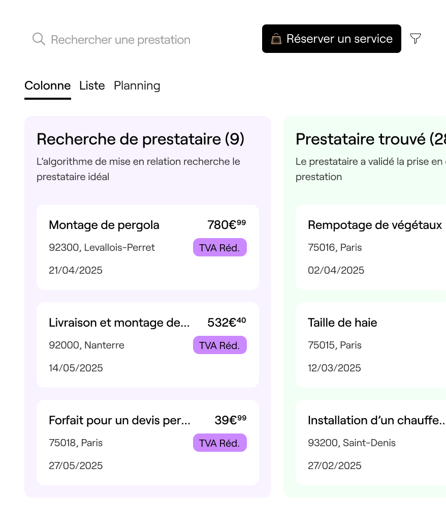 Administrer les prestations de vos clients