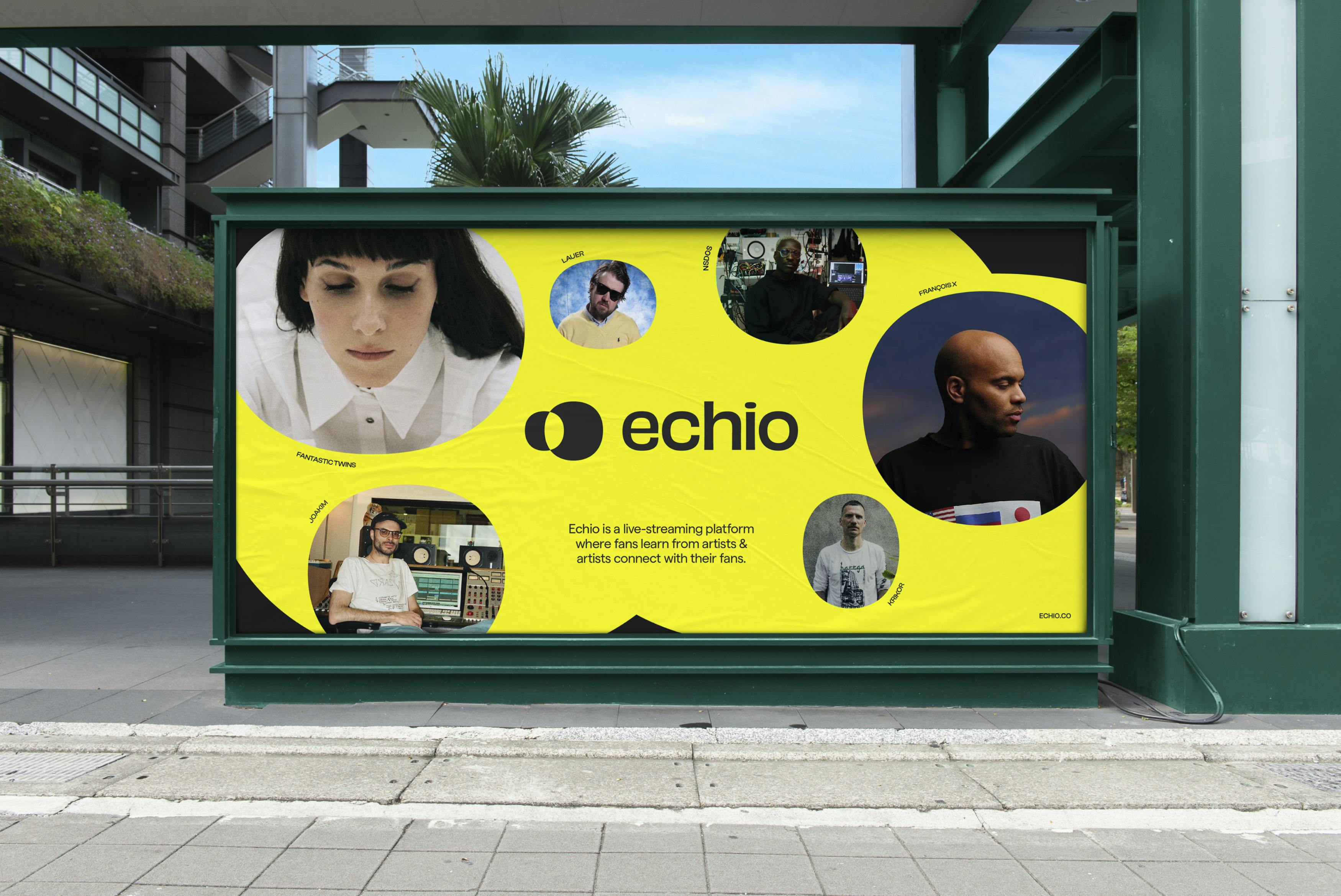 Poster ad for Echio featuring its new branding.