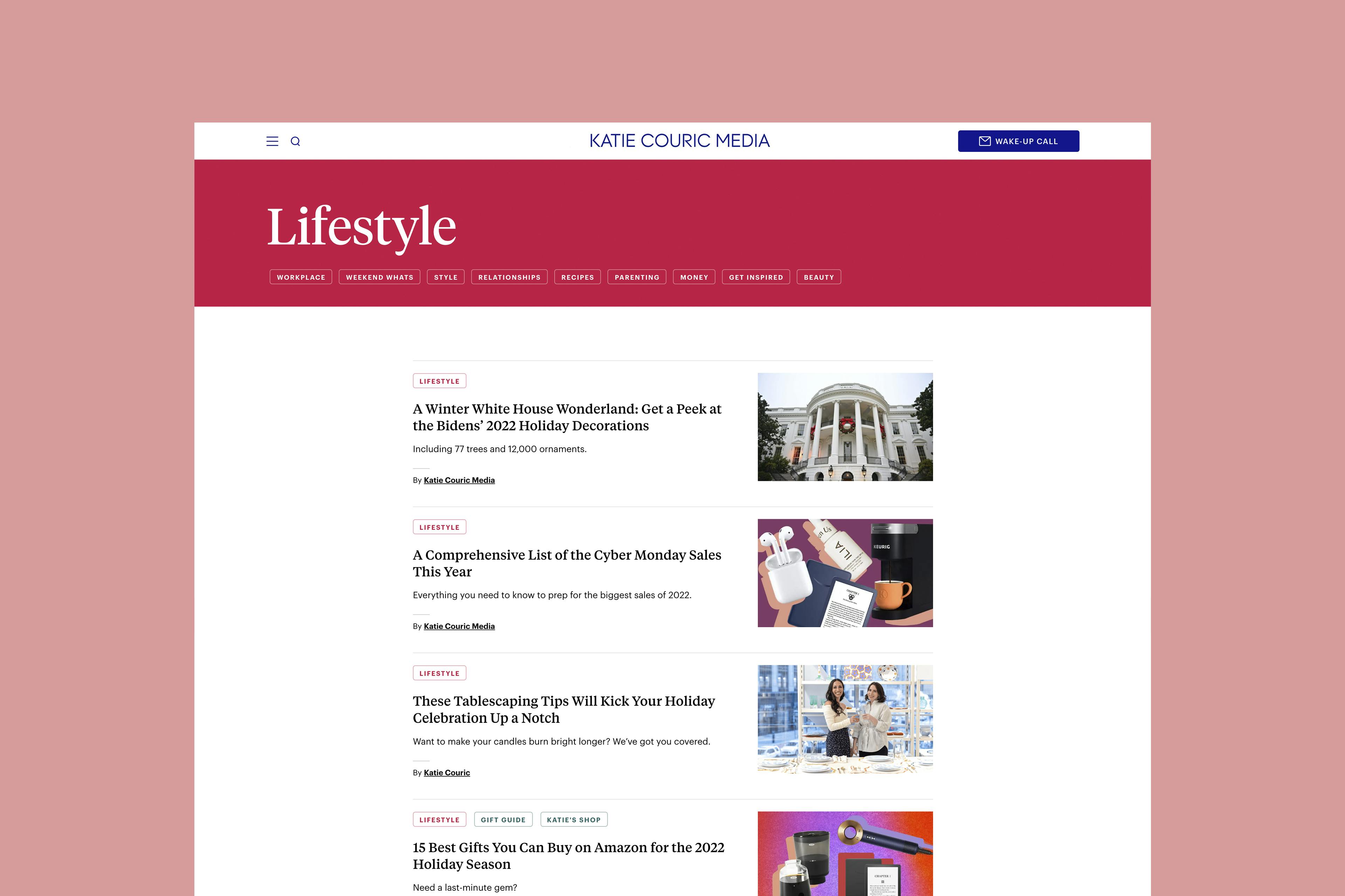 Screenshot of the Lifestyle listing page on Desktop