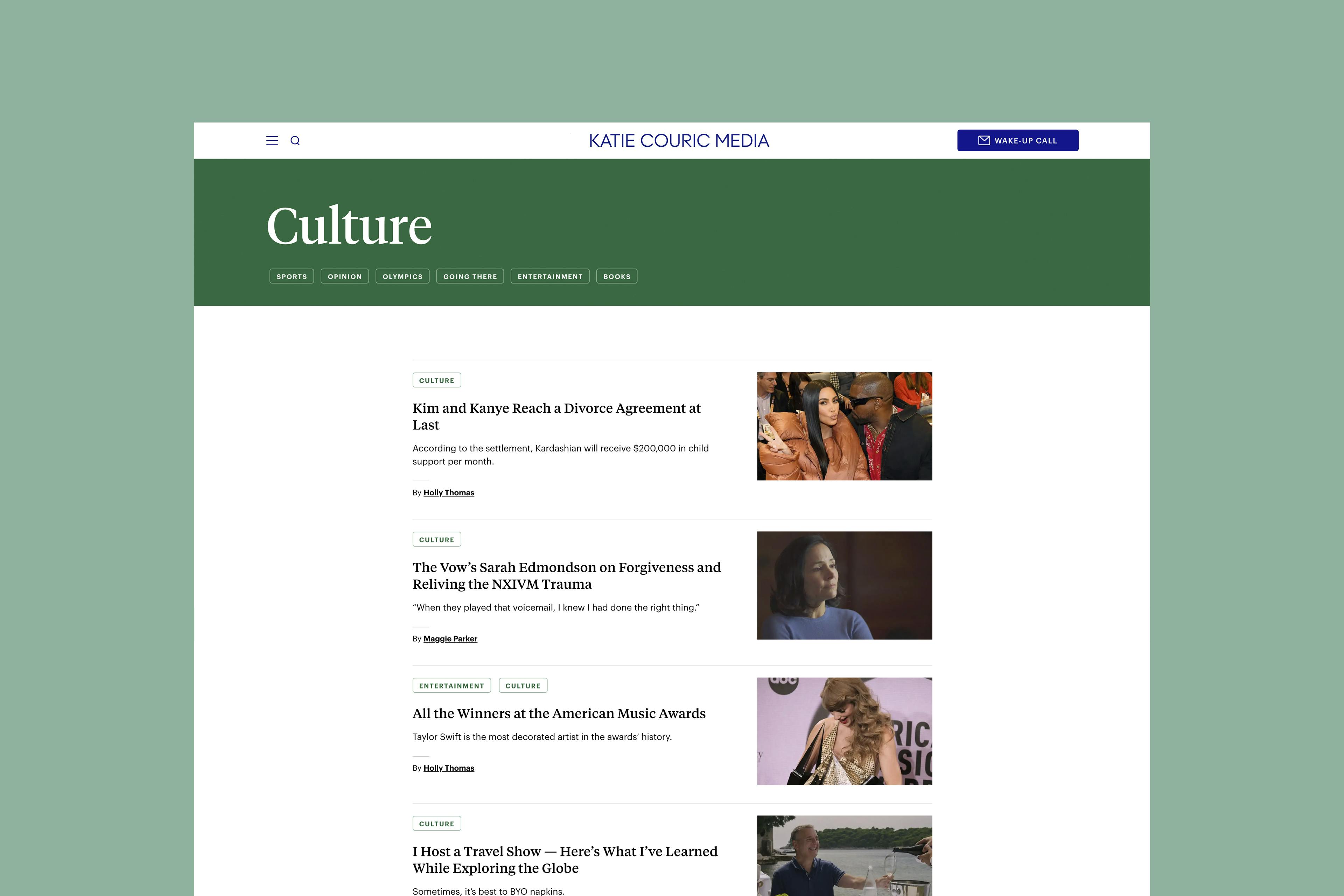 Screenshot of the Culture listing page on Desktop