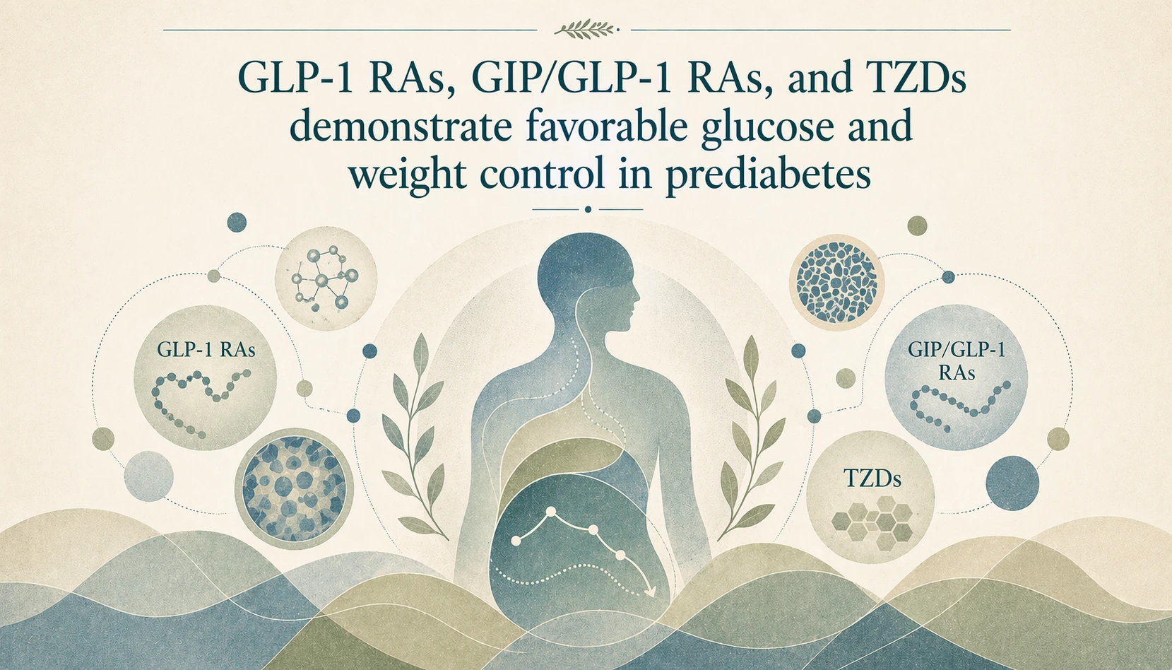 GLP-1 RAs, GIP/GLP-1 RAs, and TZDs demonstrate favorable glucose and weight control in prediabetes