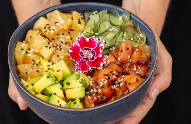 Poke de salmón hawaiano, sin Gluten
