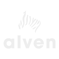 Logo de alven en blanco