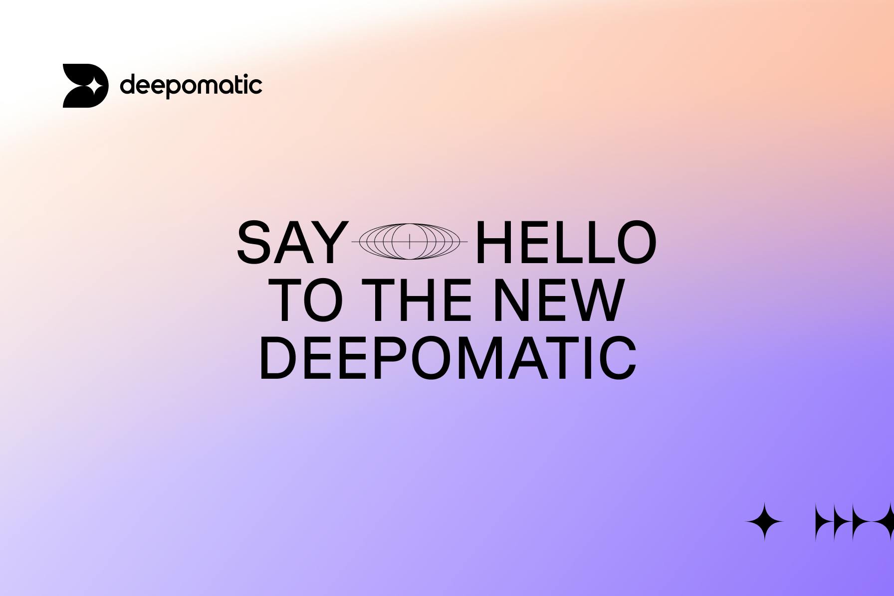 Deepomatic's new identity presentation banner with the 2023 logo at the top left and a presentation text in the middle 