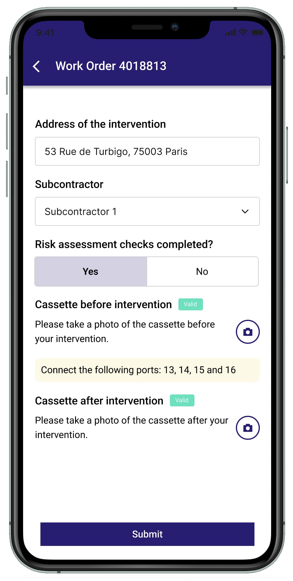 Smartphone screen showing a field application incorporating the results of Deepomatic's analysis