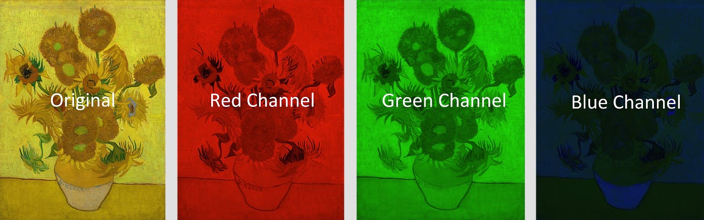 RGB representation of van gogh's "sunflower" painting 