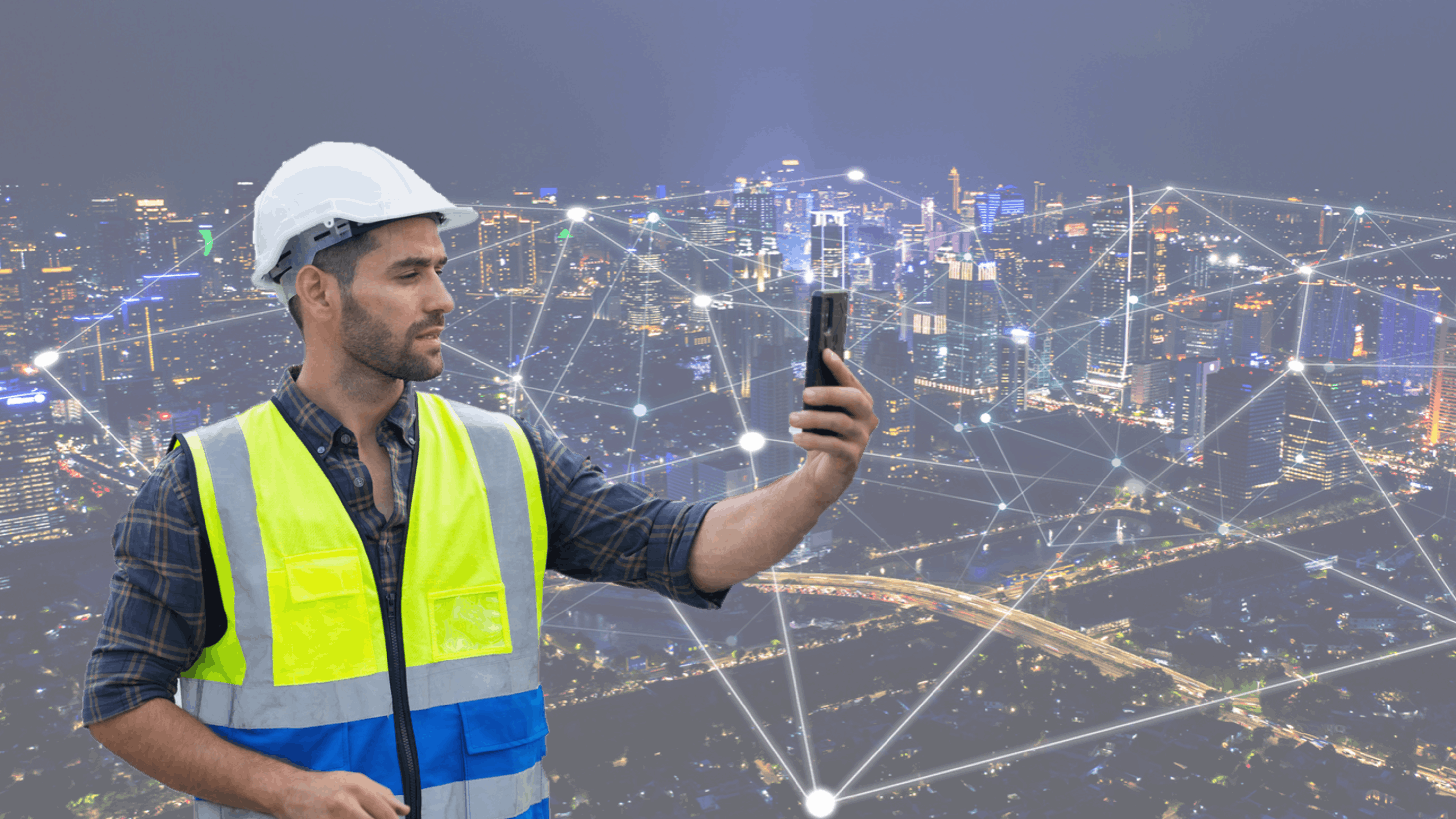 Field worker capturing a photo in the field to provide data for a as-built documentation and digital twin 