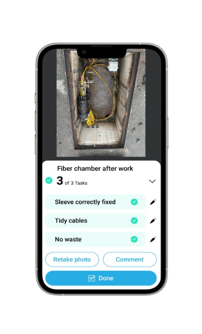 smartphone with Deepomatic's app and quality checkpoints