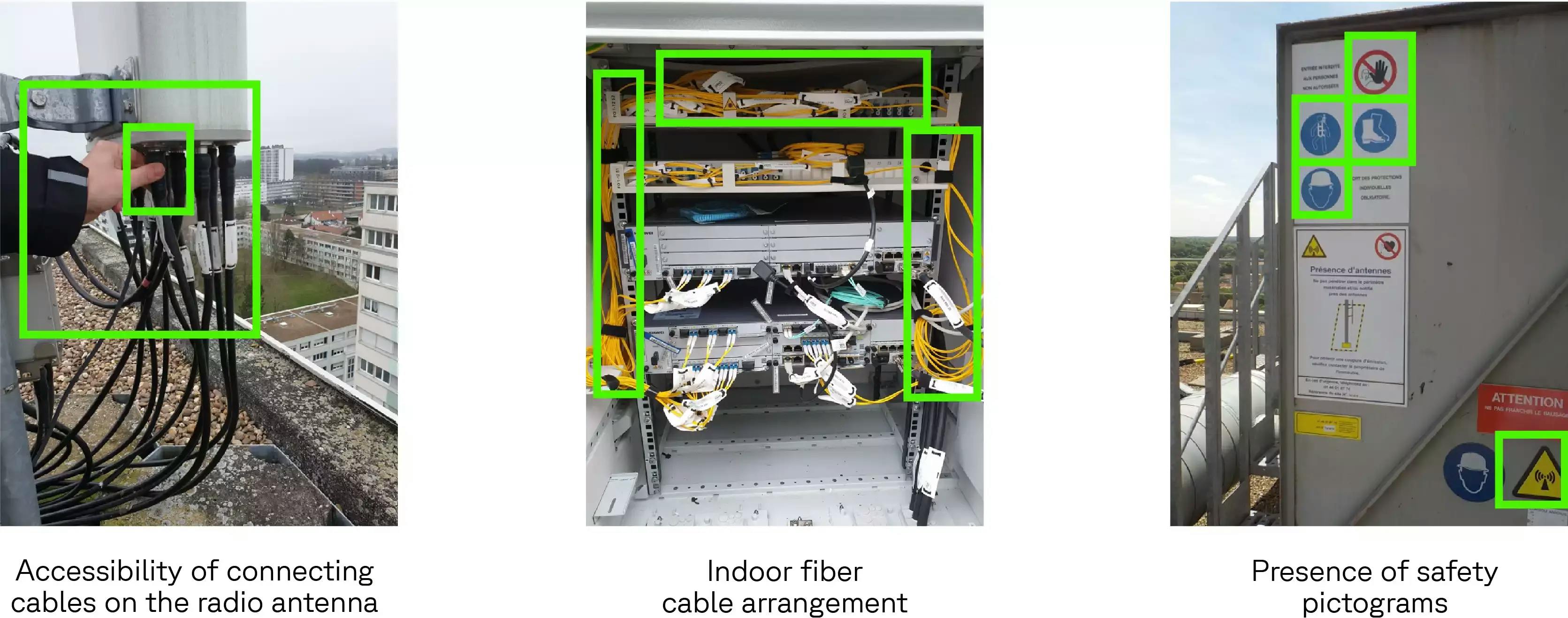 Photos of equipment on 5G antenna with checkpoints verified by Deepomatic