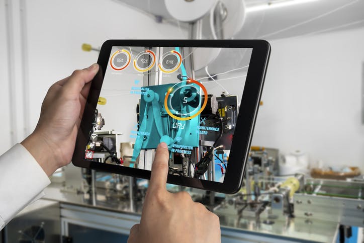 Technician using AR during the manufacturing of a product