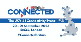 Banner "Connected Britain" mit Angabe von Datum, Uhrzeit und Ort