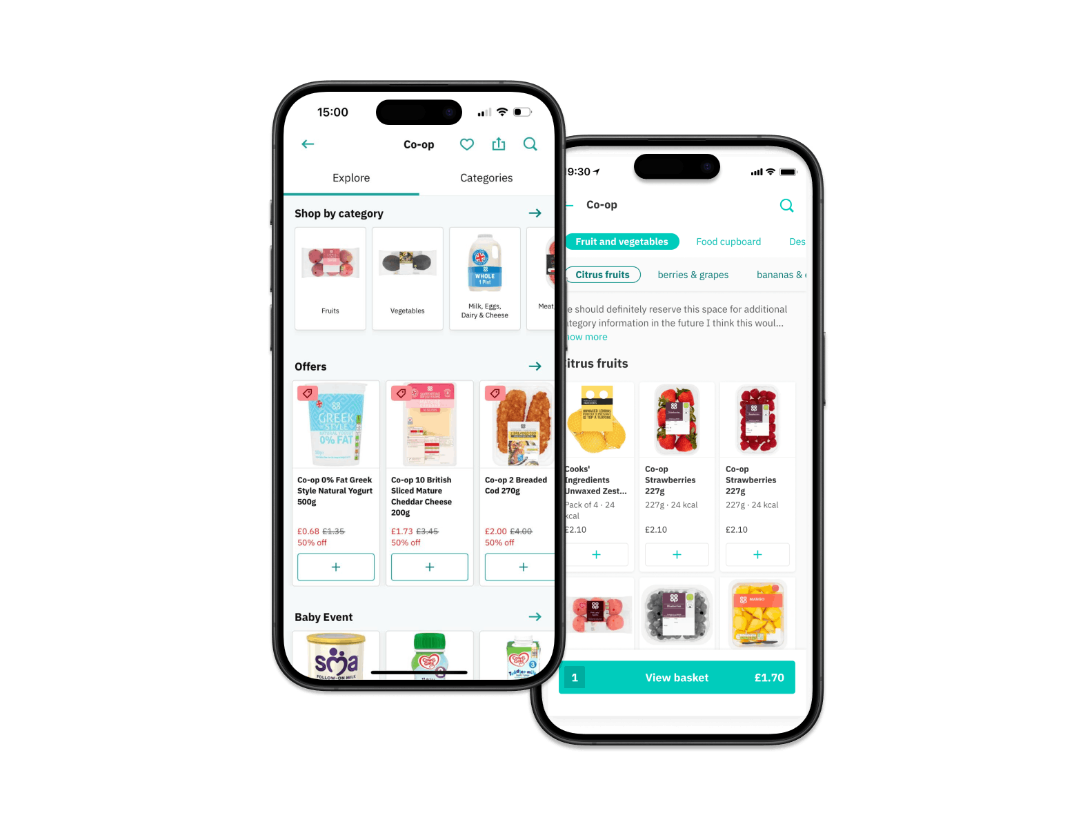 A screenshot of Deliveroo's grocery app