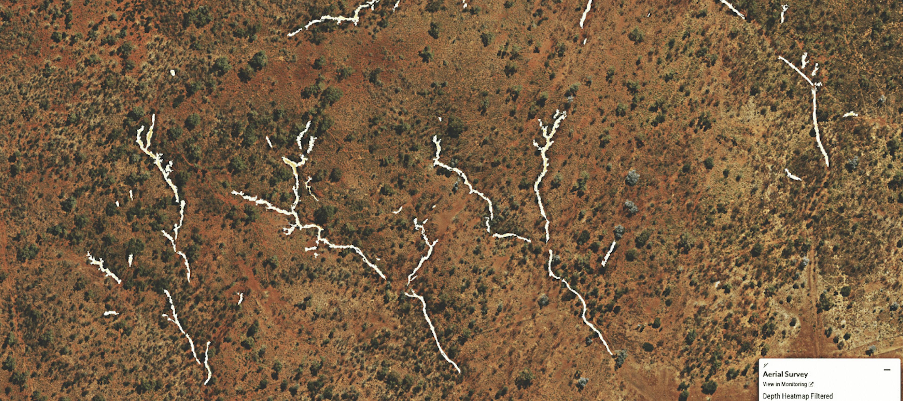 Mine site with highlighted erosion features