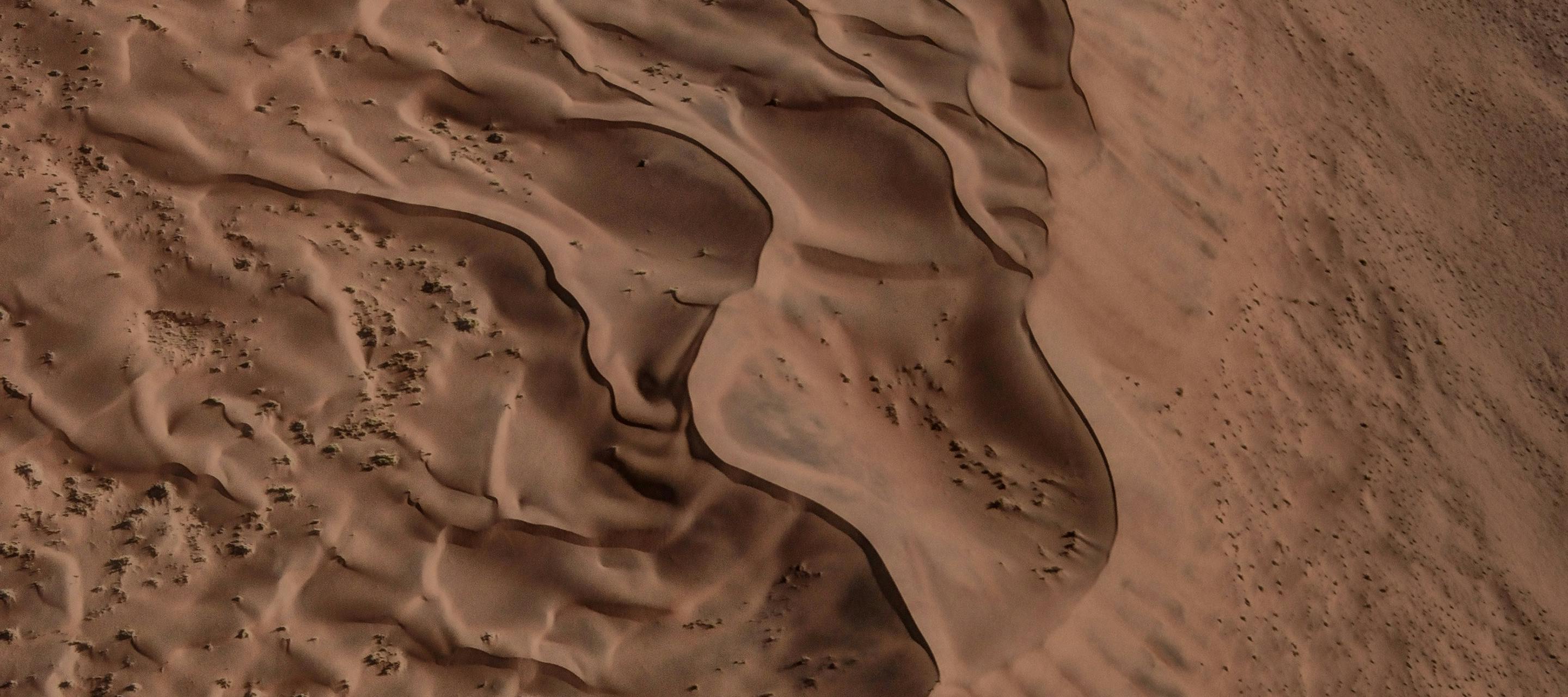 Aerial view of arid landscape.