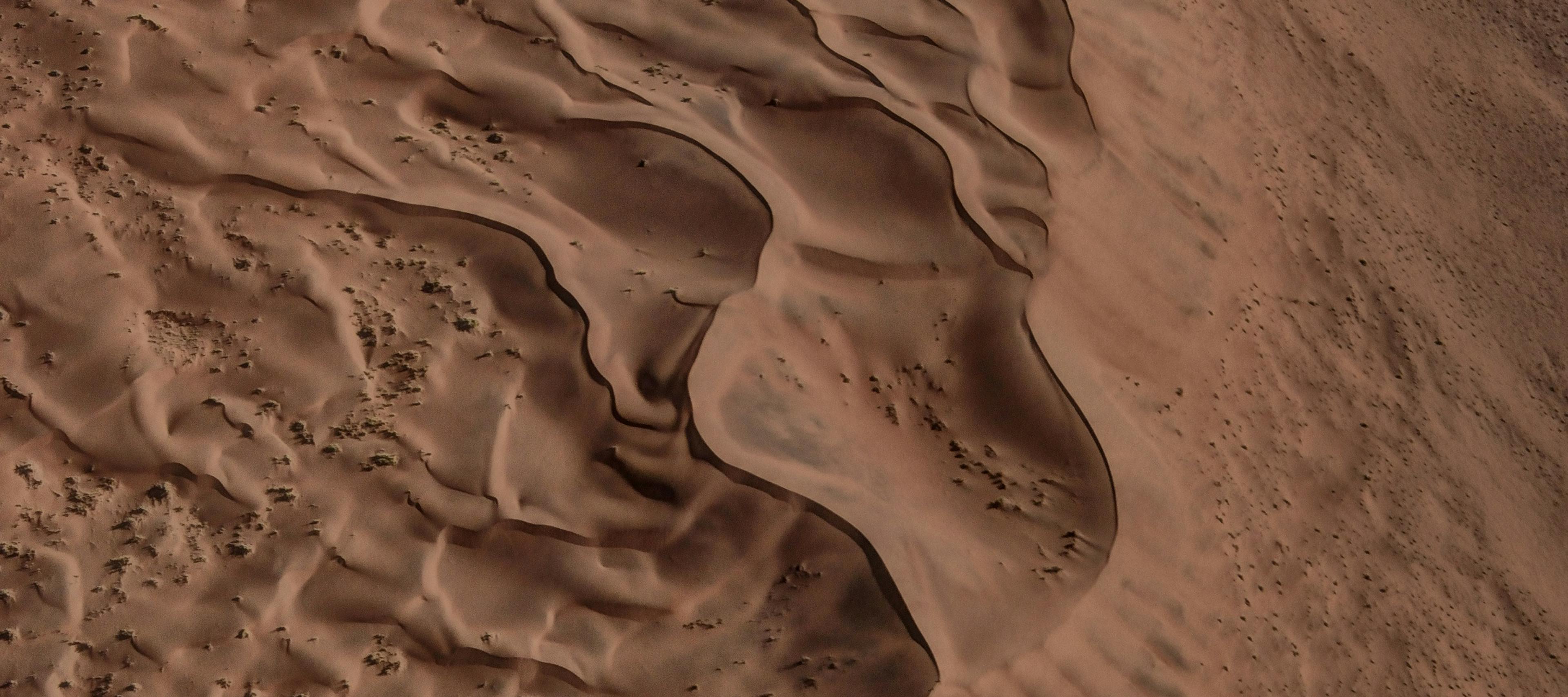 Aerial view of arid landscape.