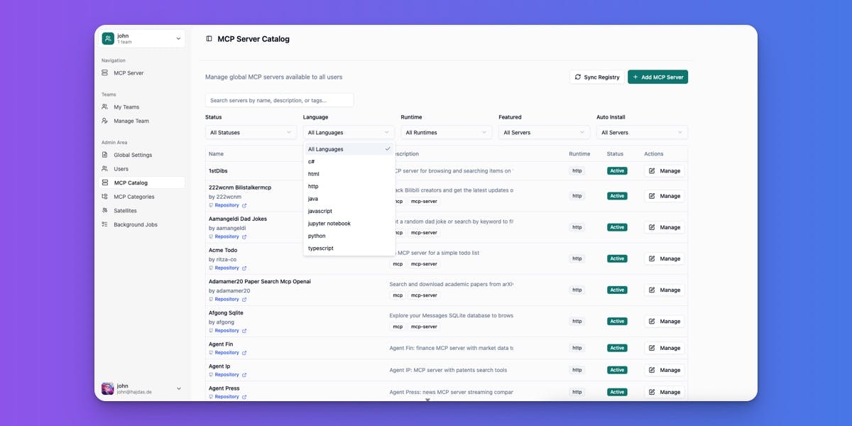 MCP Server Catalog Search