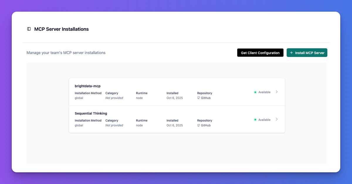 DeployStack Node MCP Server support