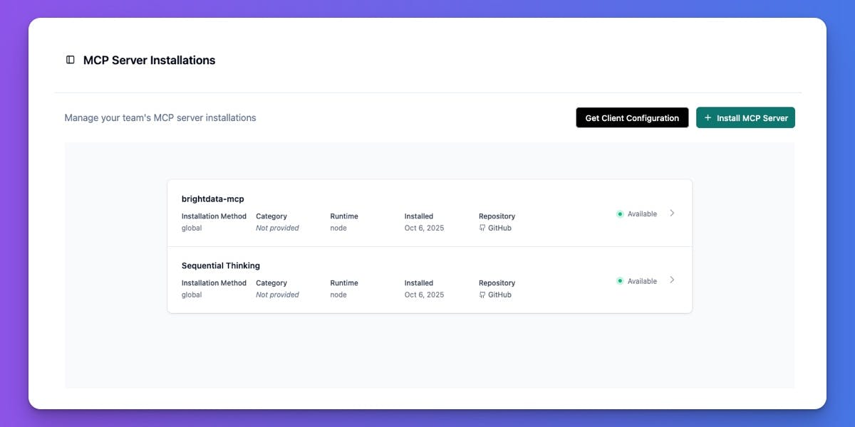 DeployStack Node MCP Server support