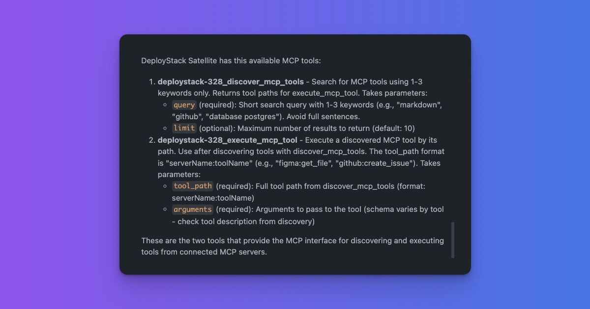 DeployStack Reduce MCP token usage for MCP Servers