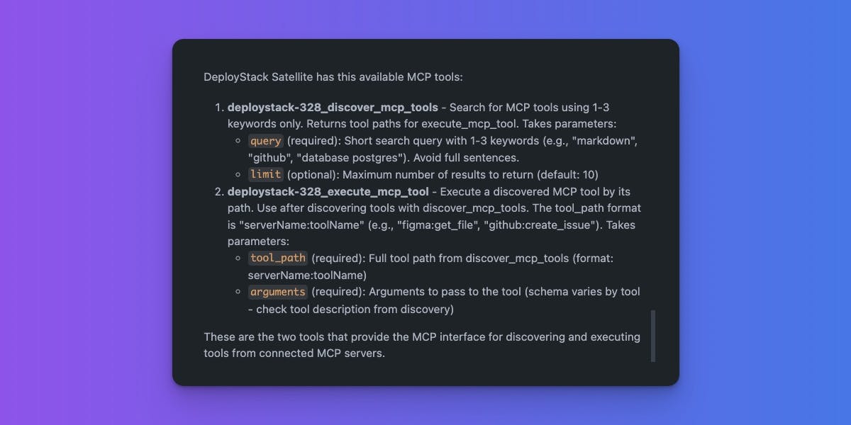 DeployStack Reduce MCP token usage for MCP Servers