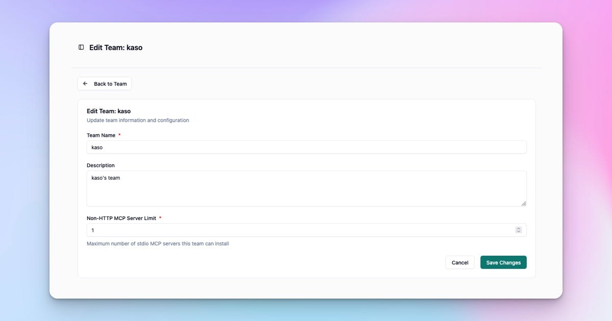 Team Limits & Admin Tools